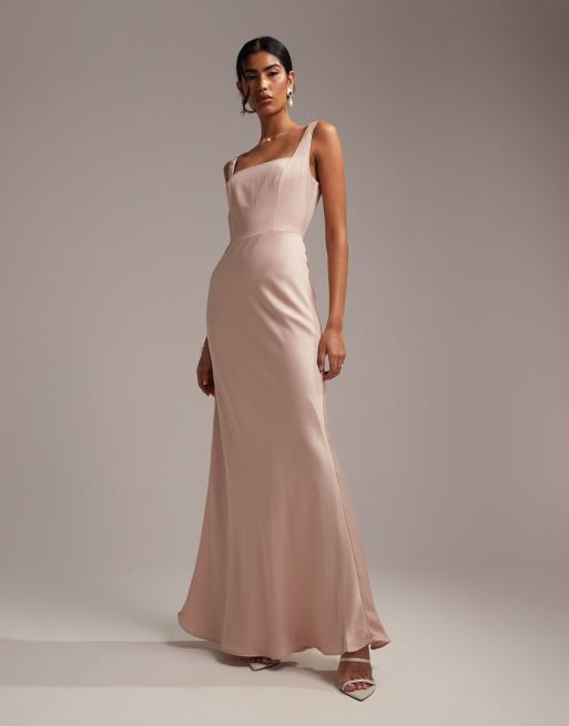 Square neck on sale satin maxi dress