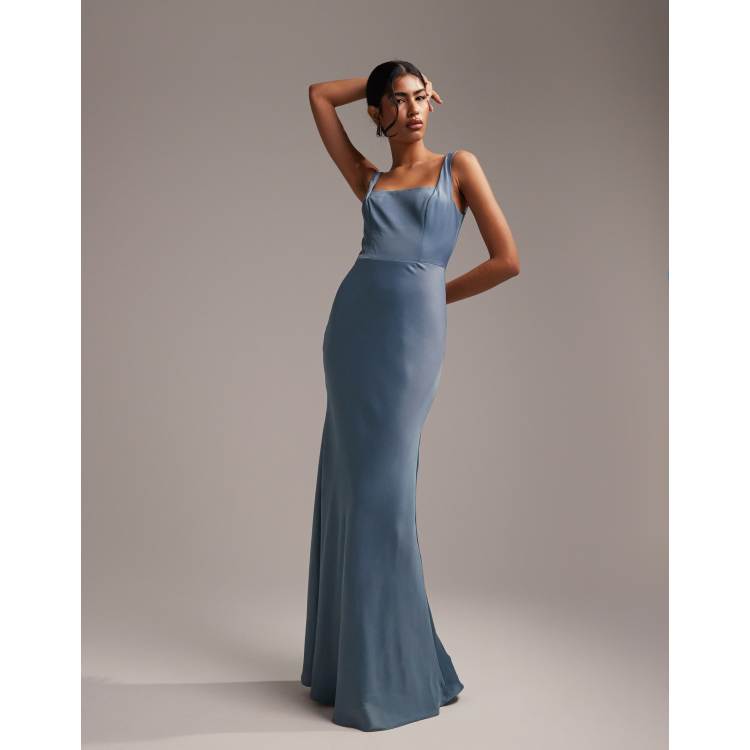 BE MINE STRAPLESS MIDI DRESS - DUSTY BLUE – BEC + BRIDGE US