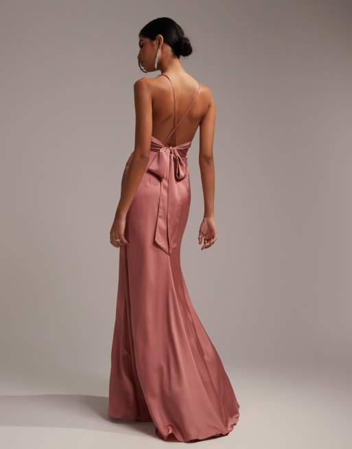 Asos edition split side plunge maxi clearance in satin