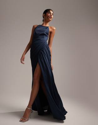 Asos navy blue bridesmaid hot sale dress