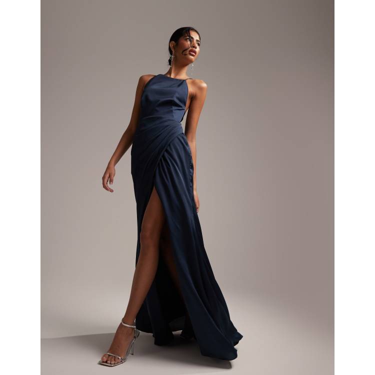 Navy maxi outlet dress with split