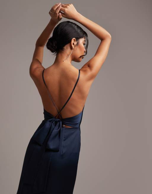 Asos navy store blue maxi dress