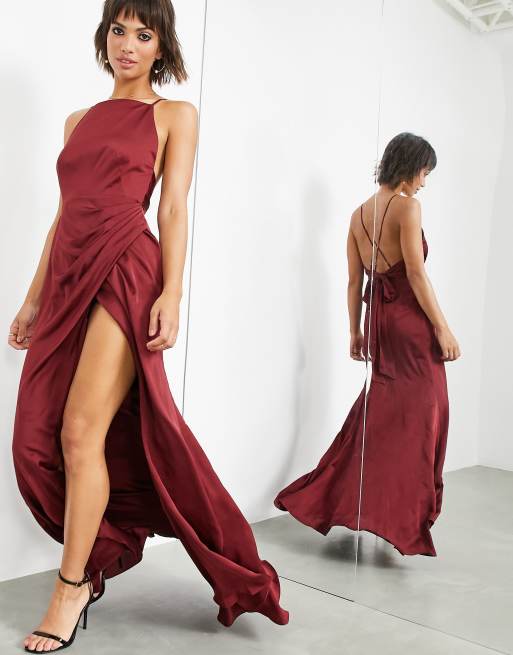 Asos wine hot sale dress