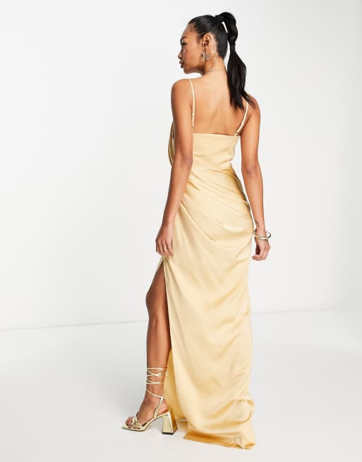 Soft gold hot sale bridesmaid dresses