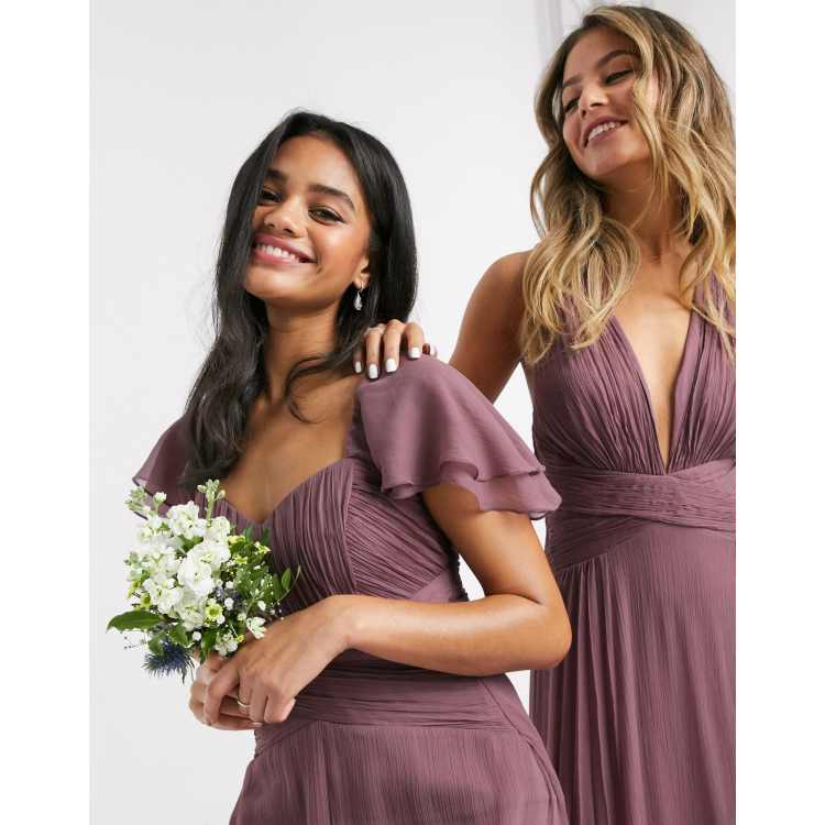 ASOS DESIGN Bridesmaid short sleeve ruched maxi dress