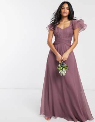 ASOS DESIGN Bridesmaid short sleeve ruched maxi dress