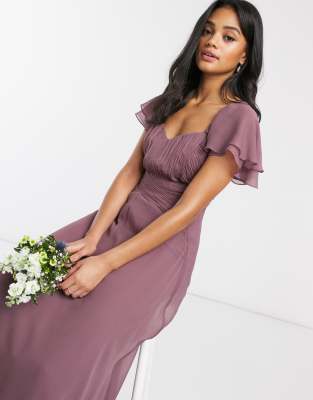 ASOS DESIGN Bridesmaid short sleeve ruched maxi dress ASOS