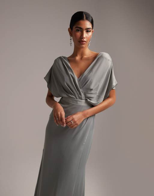 Short mesh bridesmaid hot sale dress with cowl back