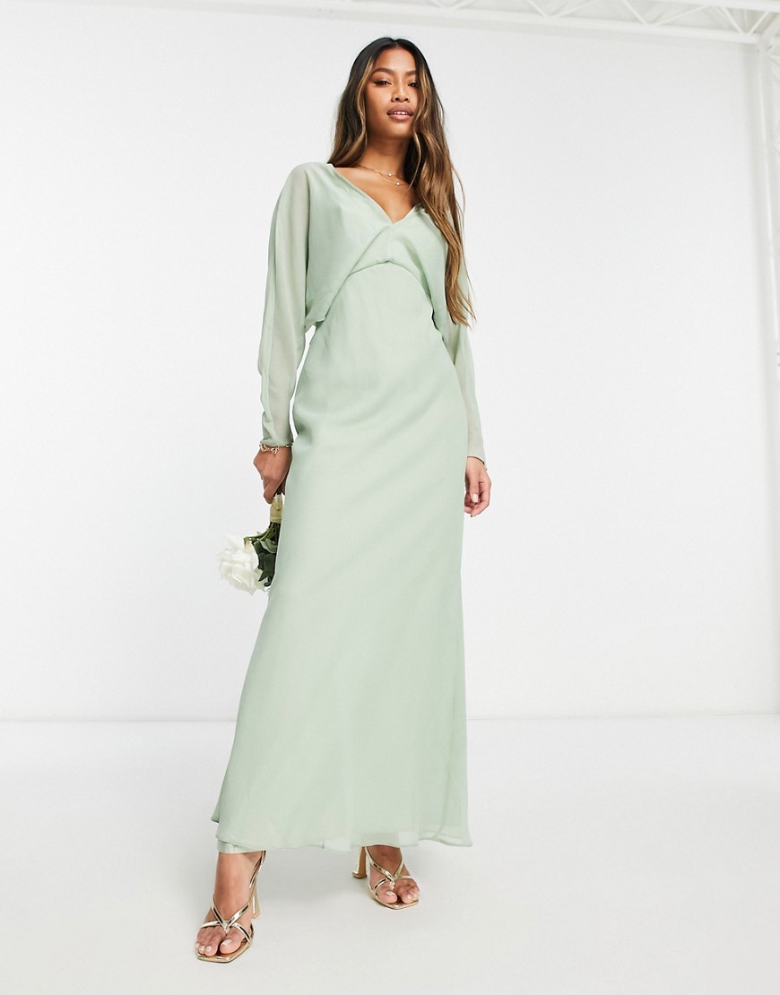 ASOS DESIGN Bridesmaid soft batwing maxi dress-Green