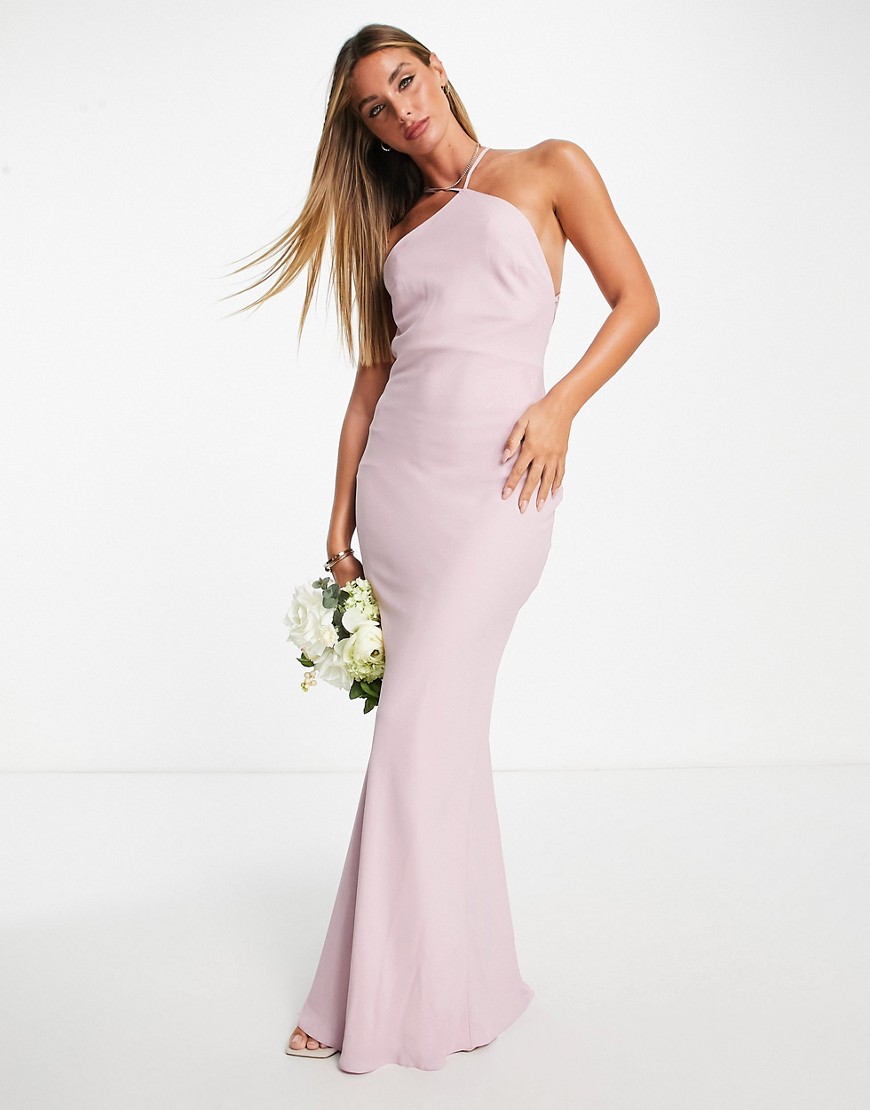 Asos Design Bridesmaid Soft Halter Bias Maxi Dress In Lilac-purple