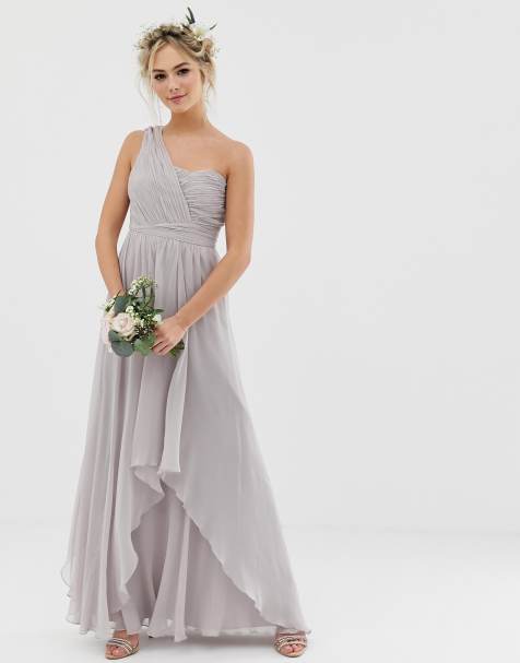 ASOS DESIGN Bridesmaid soft layer maxi dress with one shoulder pleated bodice