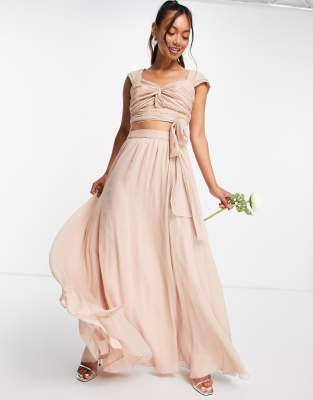 Asos Design Bridesmaid Soft Maxi Skirt In Blush Part Of A Setpink ModeSens