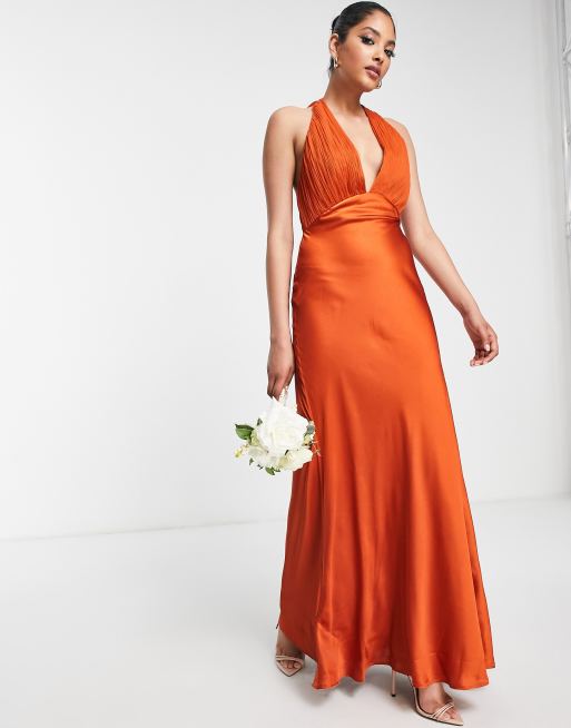 Asos design bridesmaid maxi bandeau hotsell dress with soft layered skirt