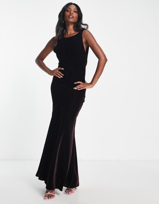 Velvet cowl hotsell neck maxi dress