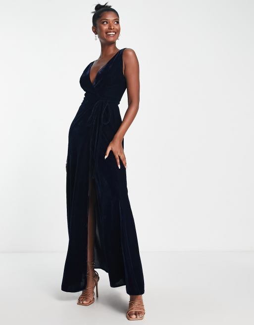 Asos velvet wrap on sale dress