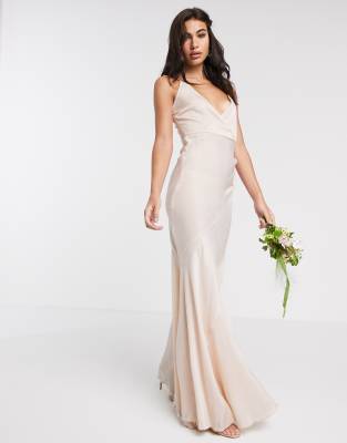 oyster satin wedding dress