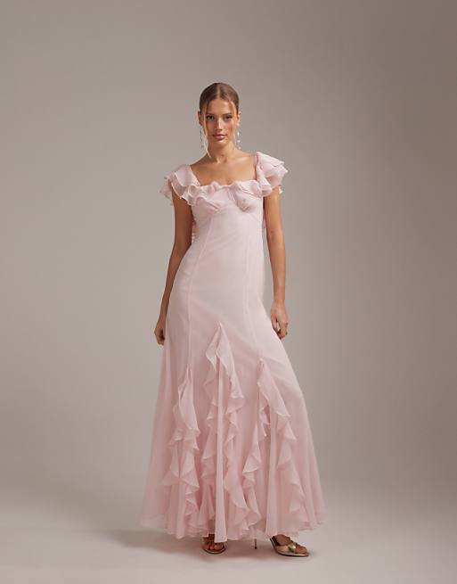 light pink satin bridesmaid dresses Silk Slip Midi Dress Open Back Lace-up dress style straps add a touch of whimsy while the stretch fabric ensures a comfortable fit for all body types Brooklyn Rose Pink Satin Bridesmaid