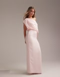 [ASOS DESIGN] ASOS DESIGN Bridesmaids crepe one shoulder draped maxi dress in soft pink 12 Soft pink