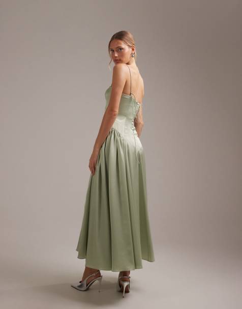 coral satin bridesmaid dresses Coral Satin Halter Sleeveless Midi Dress main image 0
