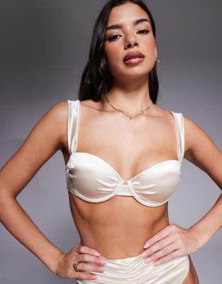 ASOS DESIGN - Bridie - Haut de bikini rembourré à armatures - Champagne-Blanc