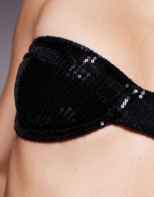ASOS DESIGN - Brie - Soutien-gorge à balconnets et armatures orné de sequins - Noir, 3 de 4