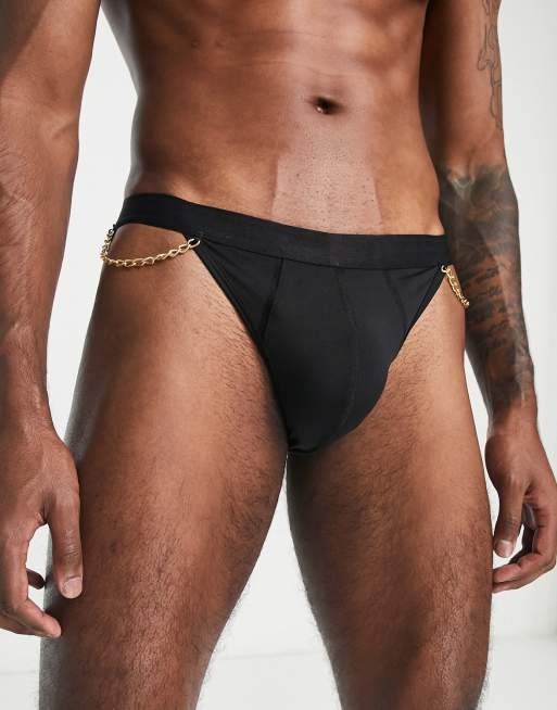 ASOS DESIGN briefs with branded waistband in khaki