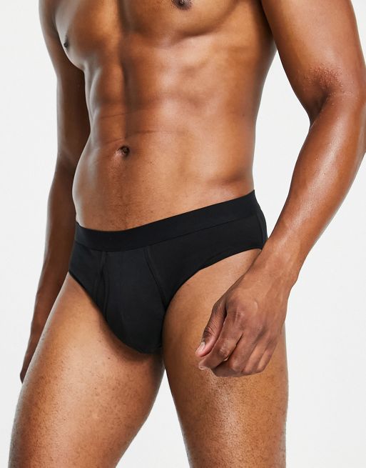 ASOS DESIGN briefs with branded waistband in khaki