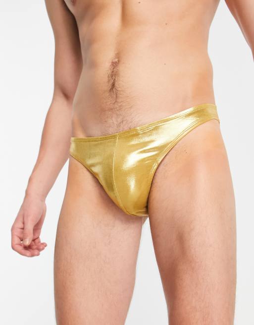 ASOS DESIGN - Briefs i metalfarvet guldfarvet