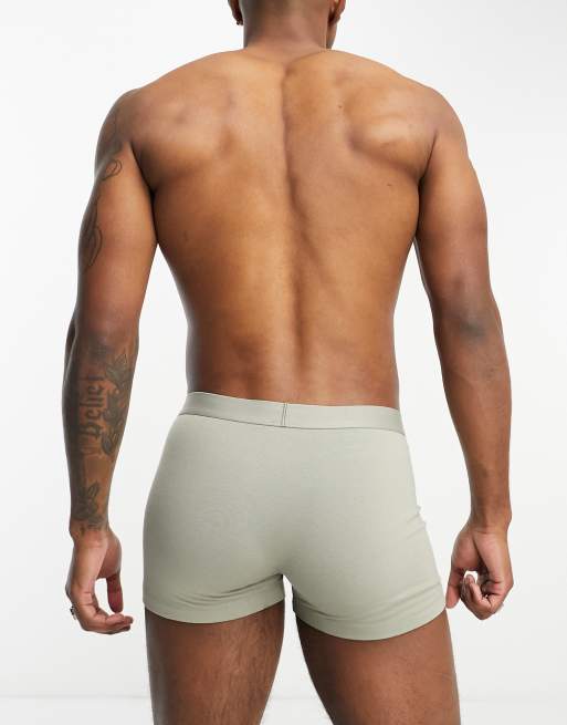 ASOS DESIGN briefs with branded waistband in khaki