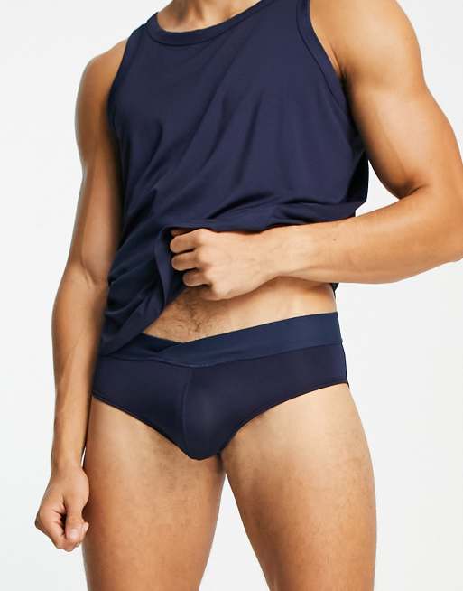 ASOS DESIGN briefs in navy microfibre (part of a set)