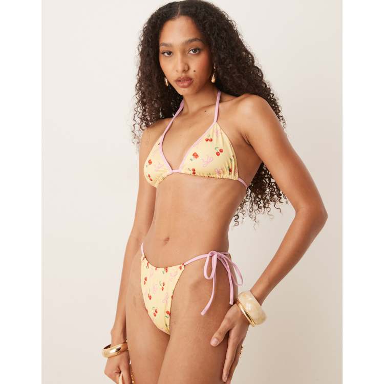 ★GLOWNY★TIE SIDE BIKINI BOTTOM (STRAWBERRY BOW)★正規品 Maaji Cherry Crush Amaia Regular Rise Tie Side Bikini Bottom