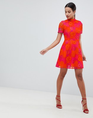 asos pink and orange dress