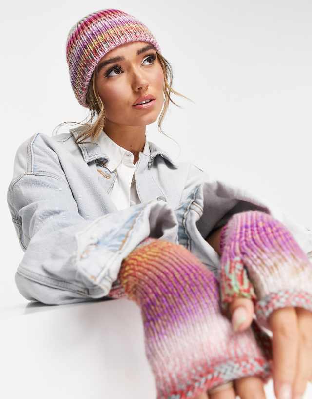 ASOS DESIGN bright mix knit beanie