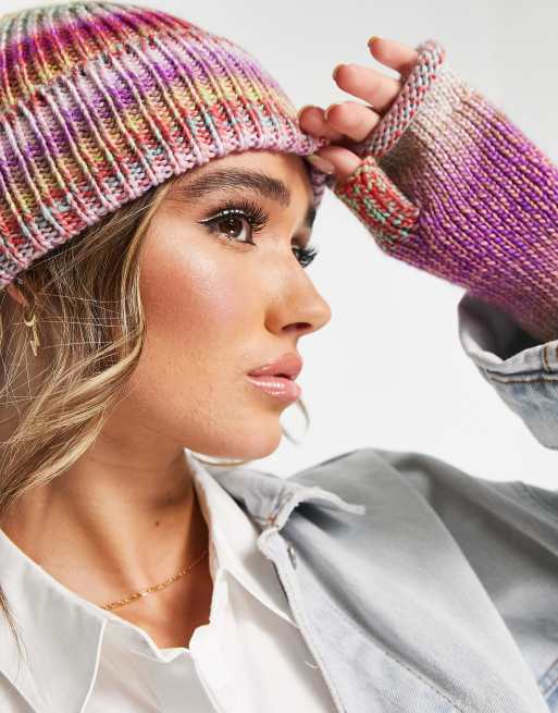 ASOS DESIGN bright mix knit beanie  , 2 of 4