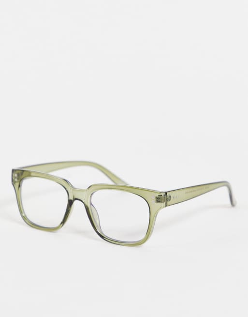 ASOS DESIGN – Brille in Kristallgrün mit transparenten Gläsern mit Blaulichtfilter - MGREEN