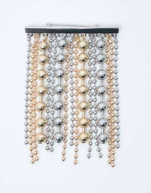 ASOS DESIGN broche à effet tombant multi-perles en métal mixte, 3 de 4