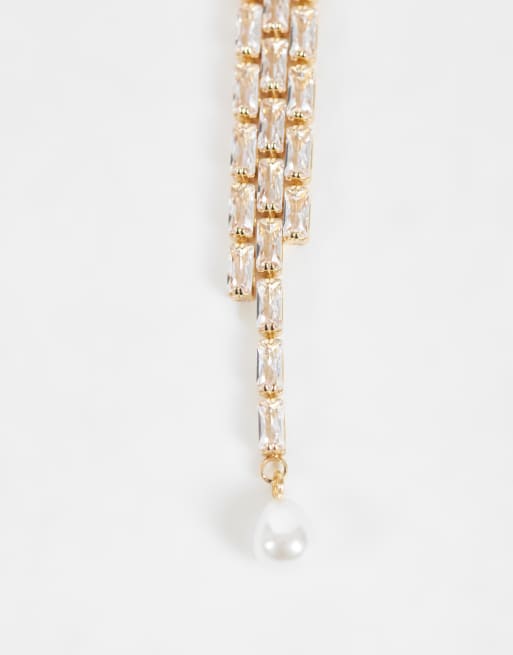 ASOS DESIGN - broche con diseño colgante de strass en tono dorado, 3 de 3