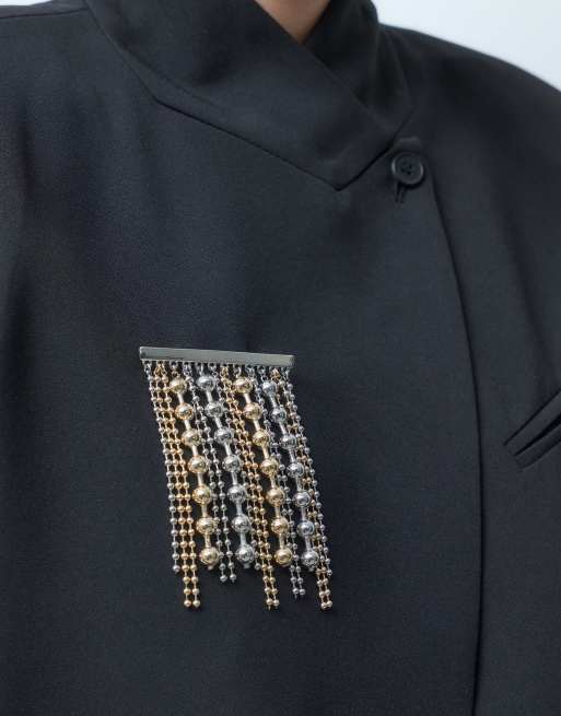 ASOS DESIGN broche con efecto de cuentas colgantes múltiples en metal combinado, 2 de 4