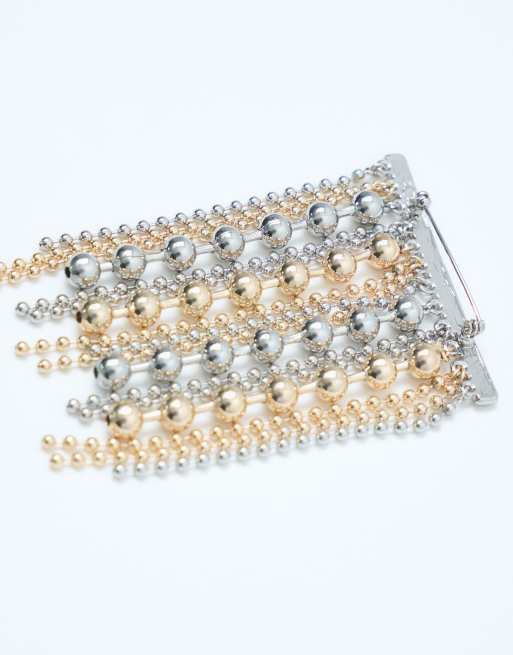 ASOS DESIGN broche con efecto de cuentas colgantes múltiples en metal combinado, 4 de 4