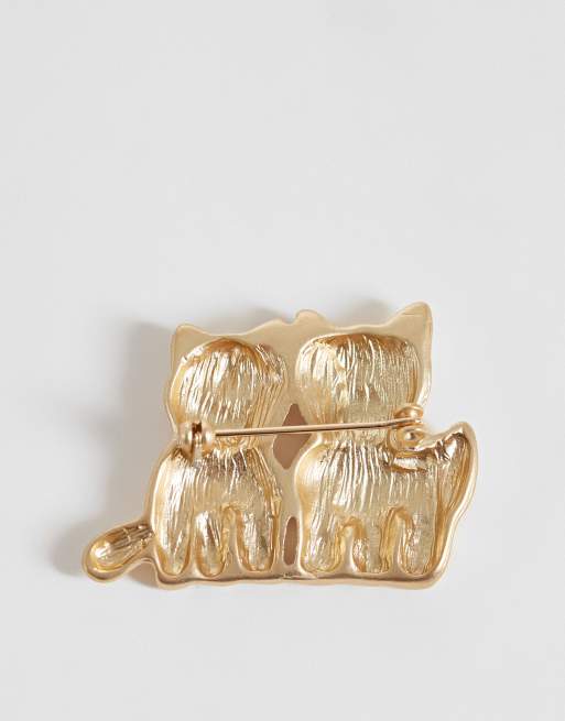 ASOS DESIGN broche double chat dorée, 3 de 3