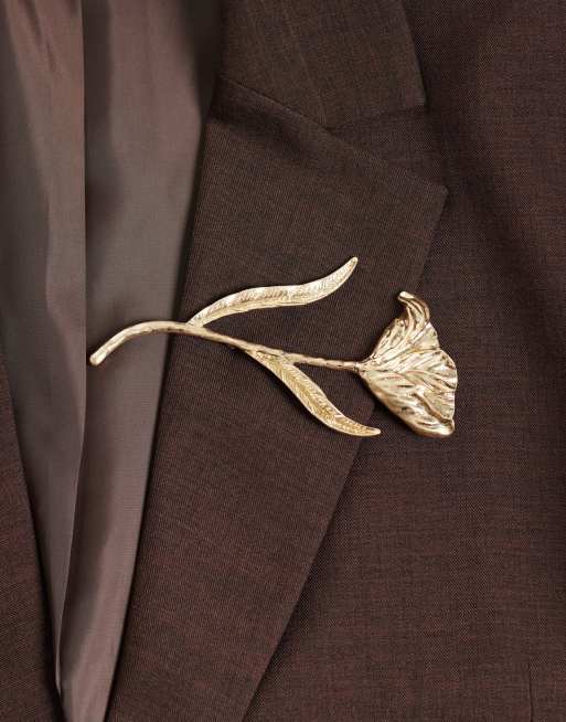 ASOS DESIGN broche fleur style vintage XL, dorée, 1 de 3