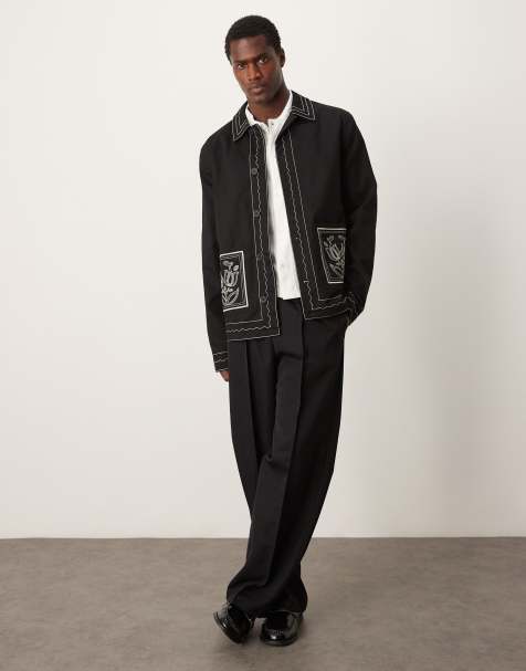 ASOS DESIGN - Broderet Harrington-jakke i sort - view 1