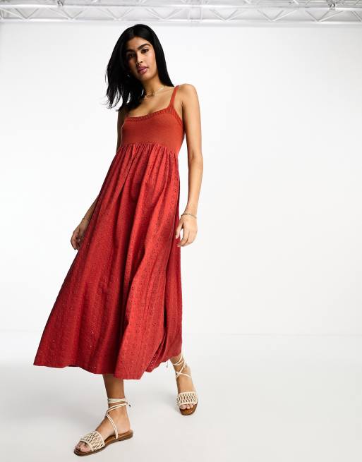 Red Strappy Midi Dress