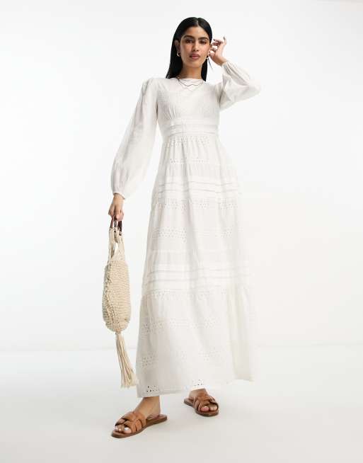 Asos long sleeve white sales dress