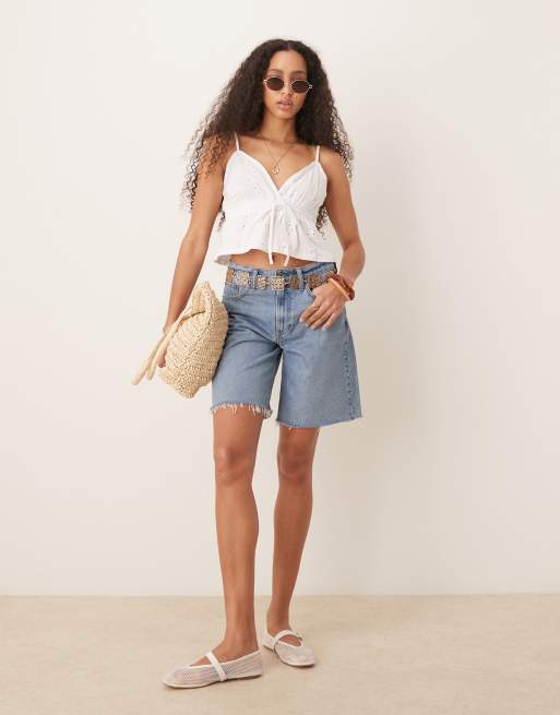 ASOS DESIGN broderie babydoll cami top in white, 4 of 4