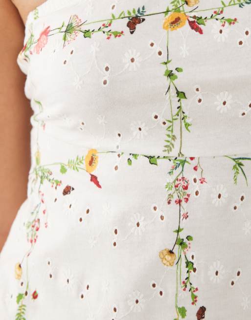 ASOS DESIGN - Broderie bandeau-top in bloemenprint, deel van co-ord set , 4 van 4
