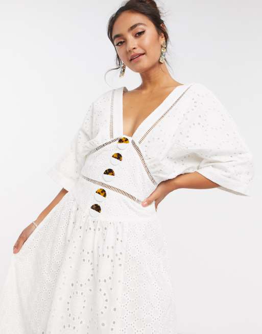 Asos white button outlet dress