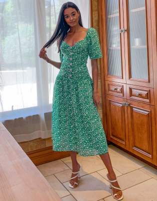 asos green ditsy dress