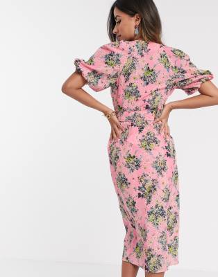 pink floral tea dress