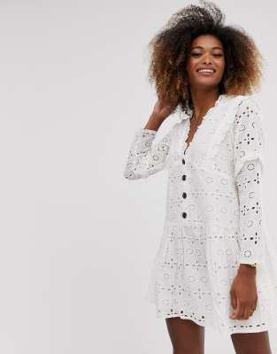 asos white button dress